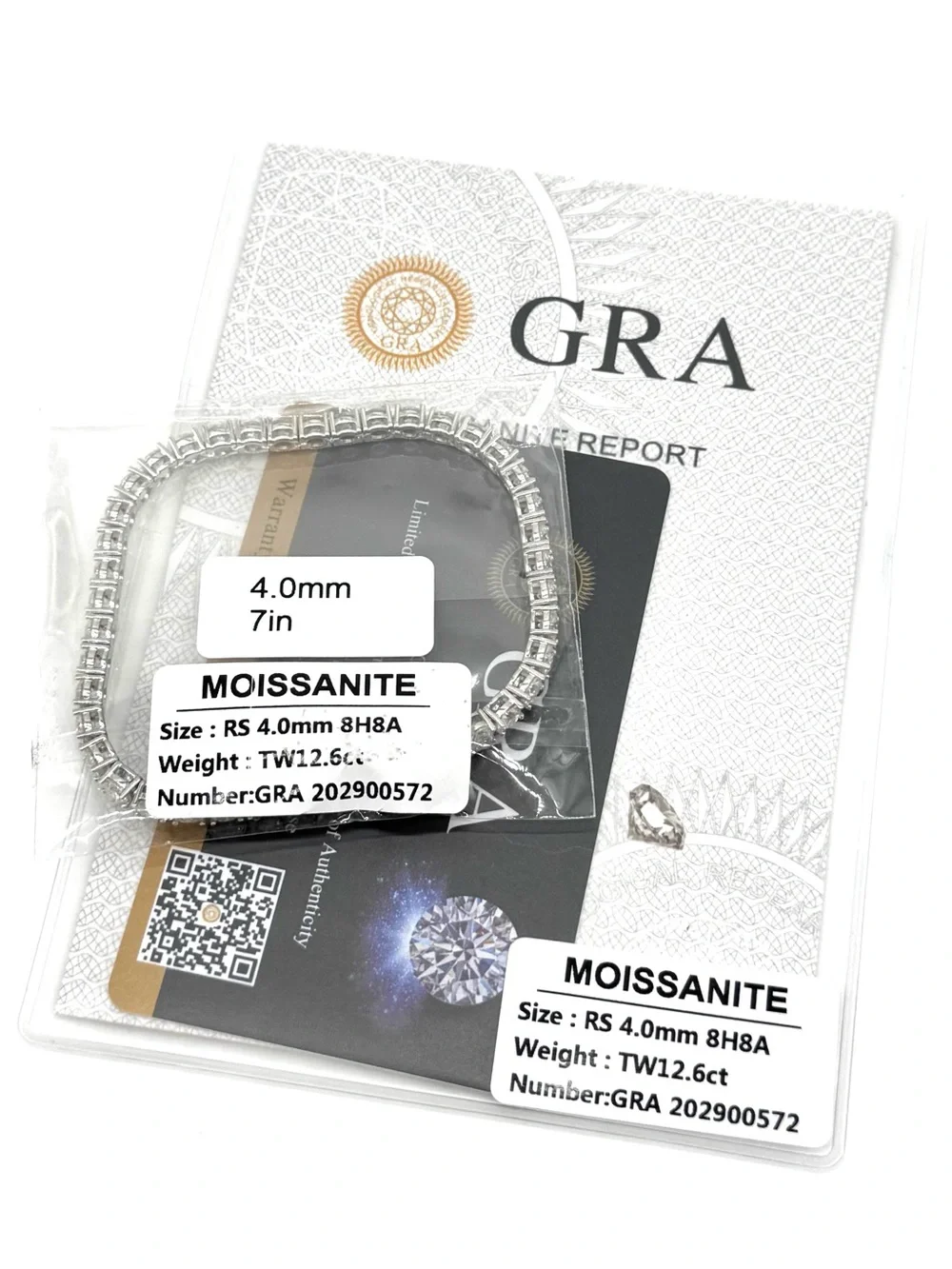 925 Silver, 12.6CTW Moissanite Tennis Bracelet - 7”